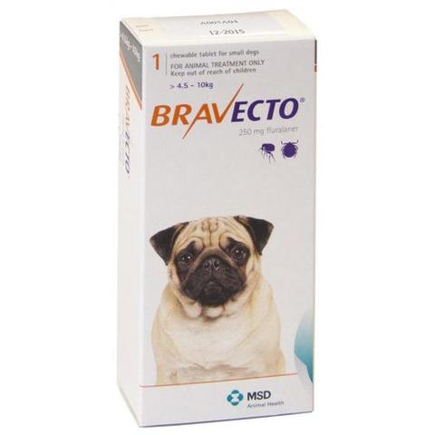 Imagem de Bravecto Cães 4,5 a 10kg 250mg MSD Antipulgas e Carrapatos