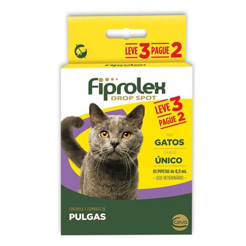 Imagem de Antipulgas e Carrapatos Fiprolex Gatos 0,5mL Leve 3 Pague 2