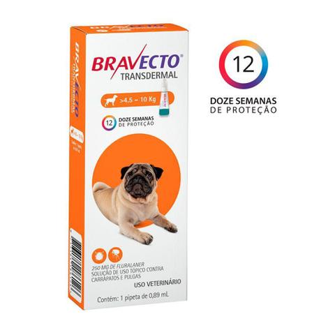 Imagem de Antipulgas e Carrapatos Bravecto Transdermal Cães de 4,5 a 10 Kg - 250mg