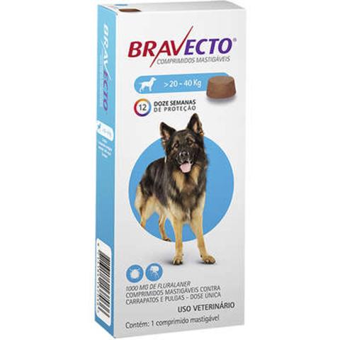 Imagem de Bravecto Antipulgas Carrapatos e Sarnas para Cães de 20 a 40kg - 1000mg - Msd