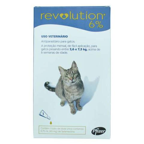 Imagem de Revolution 6% para gatos de 2,6 a 7,5kg - Controle pulgas, carrapatos e sarnas de uma vez - 0,75ml