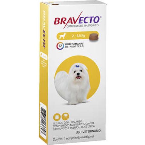 Imagem de Bravecto Antipulgas Carrapatos e Sarnas para Cães de 2 a 4,5kg 112,5mg