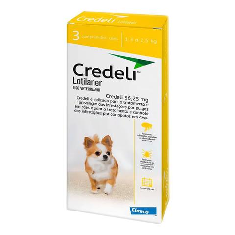 Imagem de Credeli 56,25mg Antipulgas e Carrapatos para Cães de 1,3 a 2,5kg com 3 Comprimidos Mastigáveis