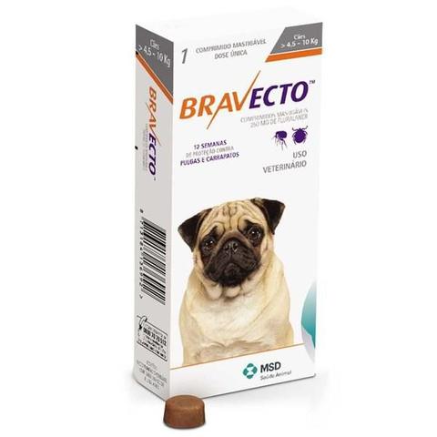 Imagem de Antipulgas e Carrapatos MSD Bravecto para Cães de 4,5 a 10 Kg - 250 mg