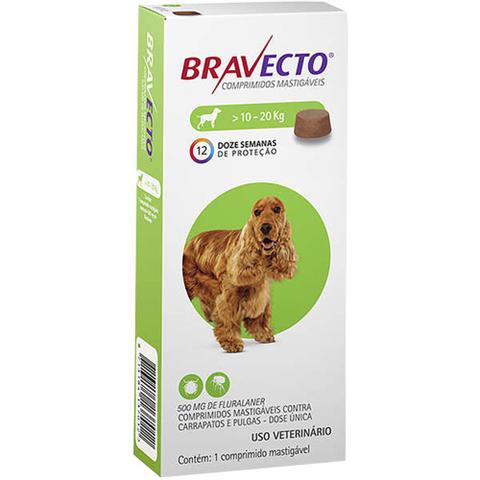 Imagem de Antipulgas E Carrapatos Bravecto MSD 500mg Para Cães De 10kg A 20kg