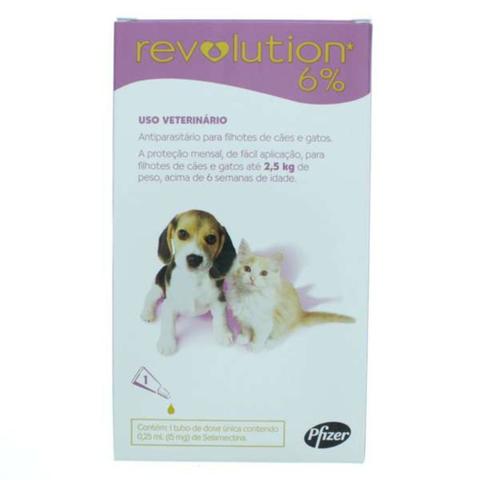 Imagem de Antipulgas E Carrapatos Revolution Zoetis 6% 0.25ml Para Filhotes Cães E Gatos Até 2,5kg