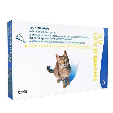 Imagem de Antipulgas e carrapatos revolution c/03 - 06% - 0,75ml (gatos 2,6- 7,5kg)