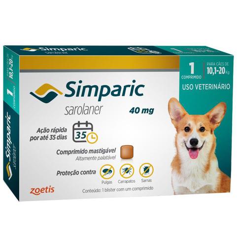 Imagem de Antipulgas e Carrapatos Simparic 40 Mg Cães 10 a 20 Kg - 1 comprimido