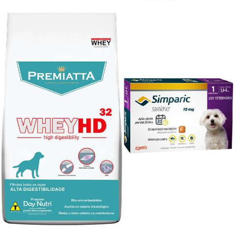 Imagem de Kit Ração Premiatta HD 32 Filhotes (3kg) + Antipulgas e Carrapatos Simparic Cães de 2,6 a 5kg