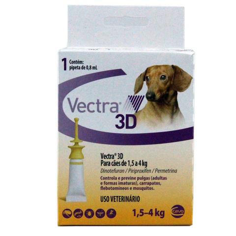 Imagem de Vectra 3d Antipulgas E Carrapatos Cães 1,5 A 4kg Ceva