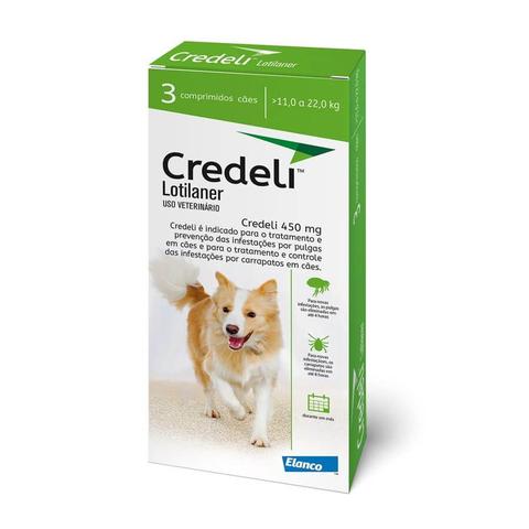 Imagem de Credeli Antipulgas e Carrapatos 450mg Cães de 11 a 22kg - 3 Comprimidos - Elanco